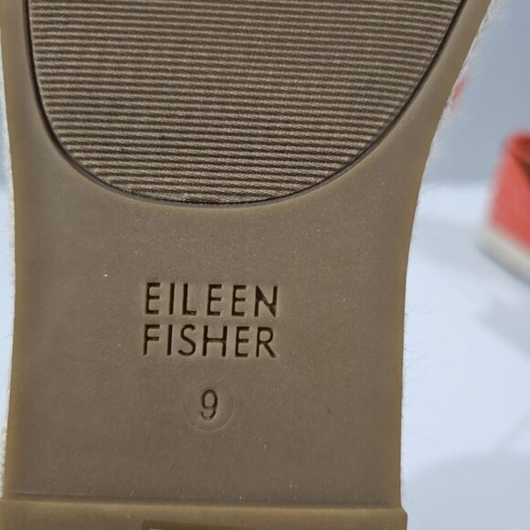 NEW Eileen Fisher Mews Espadrilles Sandal Open Toe Orange Knit Leather Size 9 - Picture 13 of 14